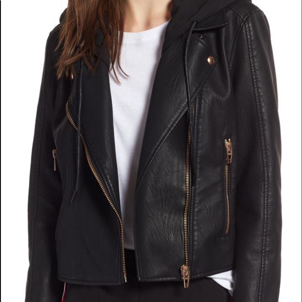 BLANK NYC Meant to Be Moto Jacket w/ removable hood